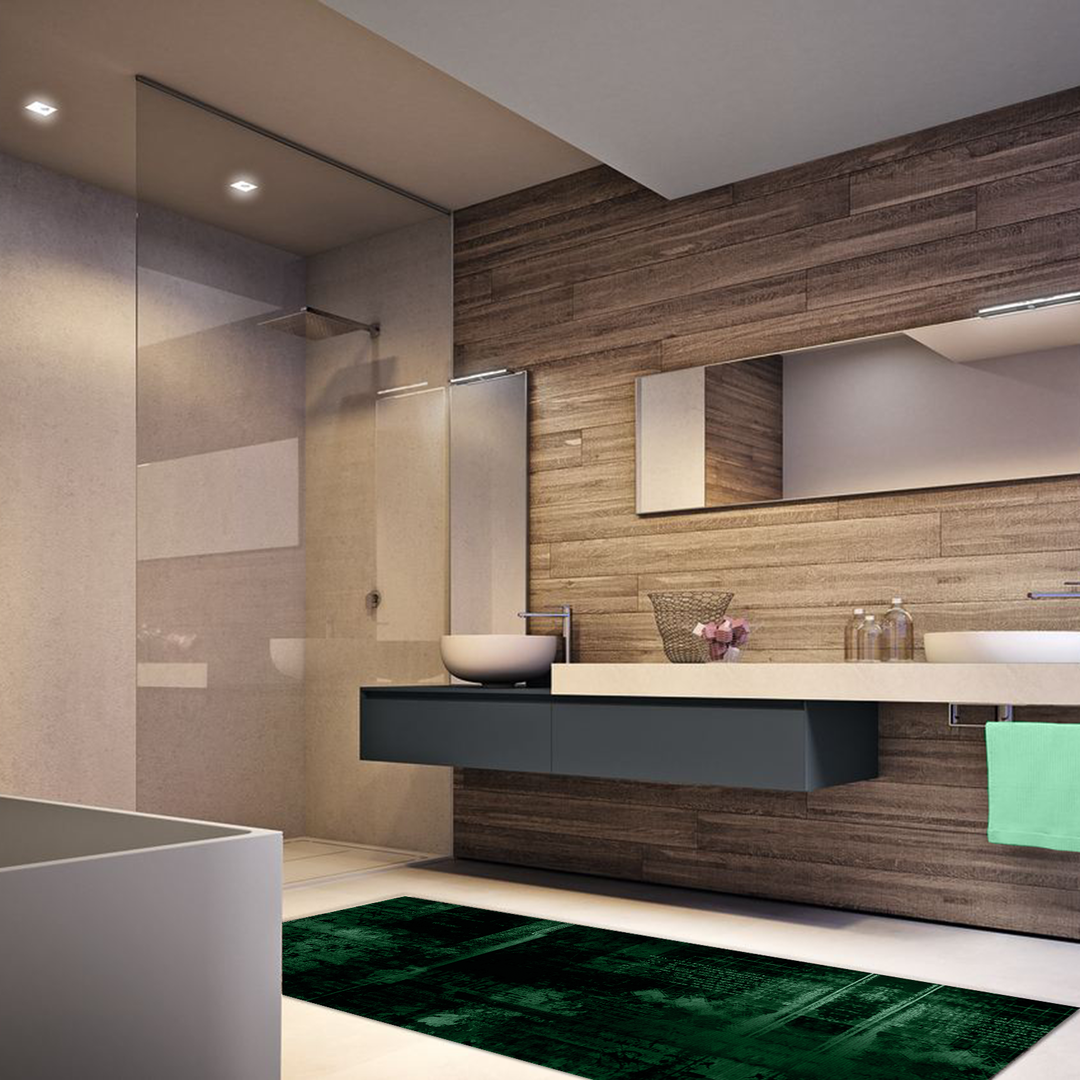 Tappeto Passatoia  Salotto Cucina Bagno Lavabile Antiscivolo Moderno Sfumato Verde- MOD5113