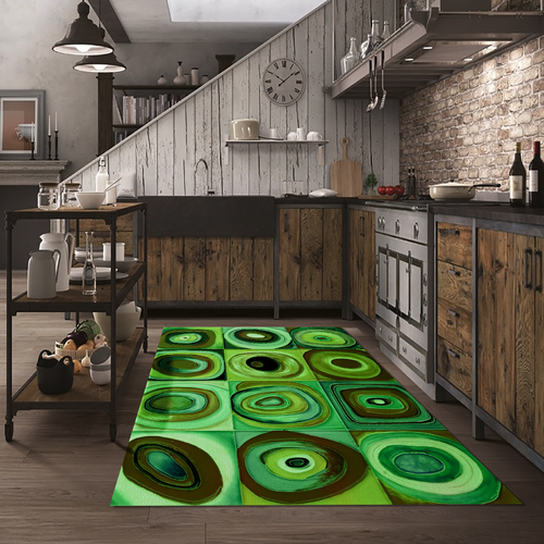 Tappeto Passatoia Salotto Cucina Bagno Lavabile Antiscivolo Moderno Geometrico Verde - MOD5212