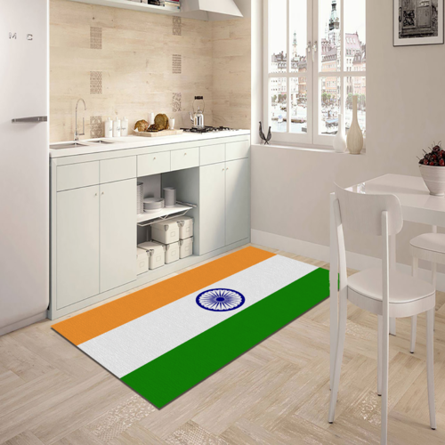 Tappeto Passatoia Salotto Cucina Bagno Lavabile Stampa Digitale Bandiera Verde Arancio - INDIA