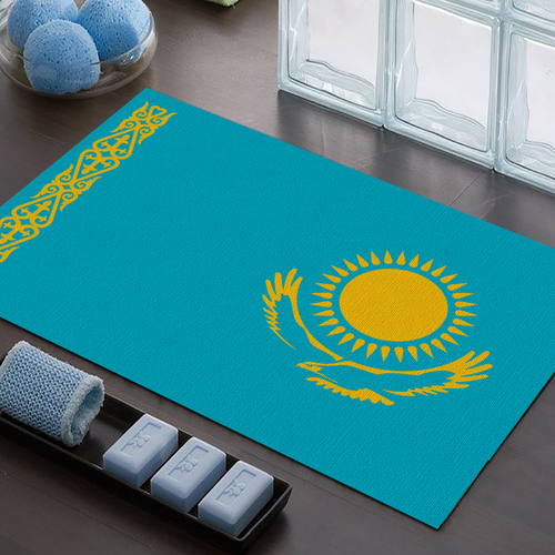 Tappeto Passatoia Salotto Cucina Bagno Lavabile Stampa Digitale Bandiera Stemma Azzurro - KAZAKISTAN