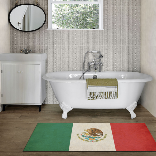 Tappeto Passatoia Salotto Cucina Bagno Lavabile Stampa Digitale Bandiera Vintage Tricolore - MESSICO