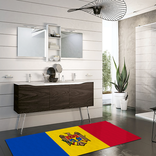 Tappeto Passatoia Salotto Cucina Bagno Lavabile Stampa Digitale Bandiera Blu Giallo Rosso - MOLDAVIA