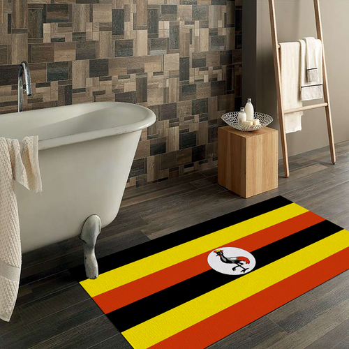 Tappeto Passatoia Salotto Cucina Bagno Lavabile Stampa Digitale Bandiera Nero Giallo Rosso - UGANDA