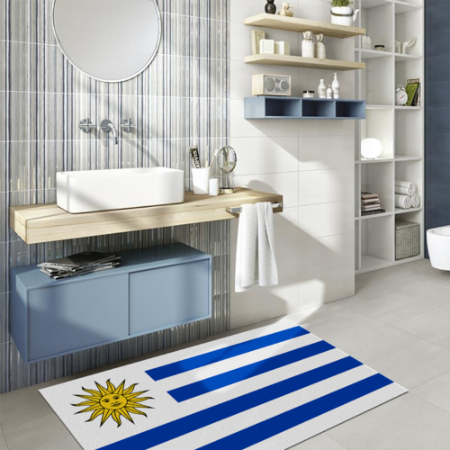 Tappeto Passatoia Salotto Cucina Bagno Lavabile Stampa Digitale Bandiera Blu Bianco Sole - URUGUAY