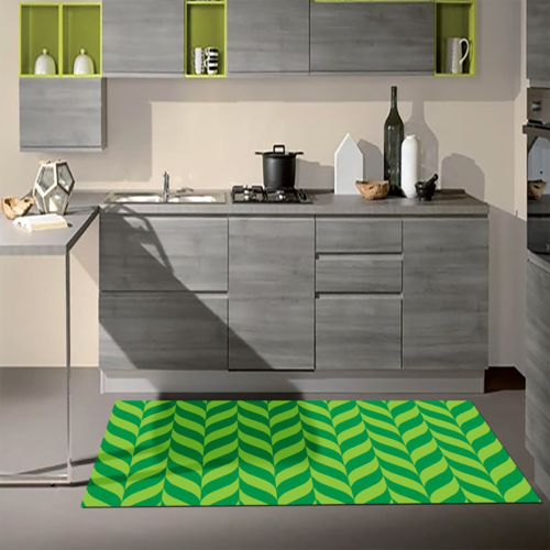Tappeto Passatoia Salotto Cucina Bagno Lavabile Pattern Illusione Ottica Spirale Verde - PATT0036