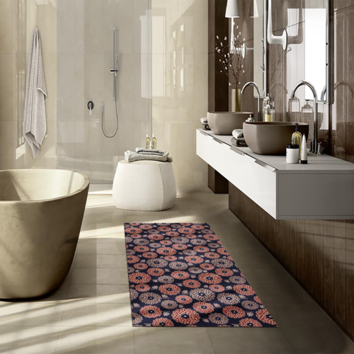 Tappeto Passatoia Salotto Cucina Bagno Lavabile Pattern Stile Floreale Rosso Blu - PATT0055