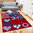 KID - Tappeto Moderno Bambini Rosso Blu Bianco Cuori Patchwork - L027
