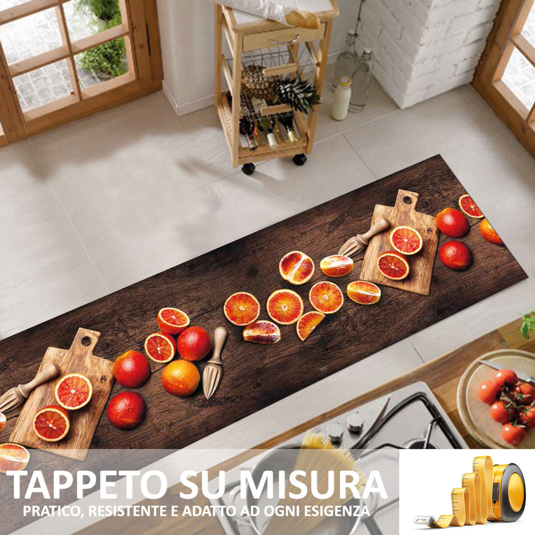 PERSONAL - Tappeto Passatoia Cucina Antiscivolo Stampa Digitale Taglio su Misura - ORANGE