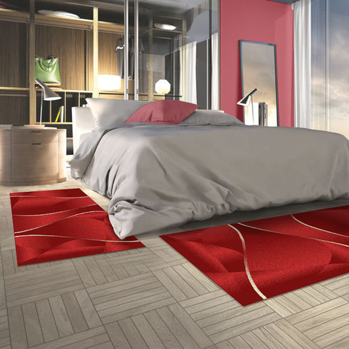 COLOR - Tappeto Parure Scendiletto Moderno Geometrico Elegante Rosso - 3990 Red